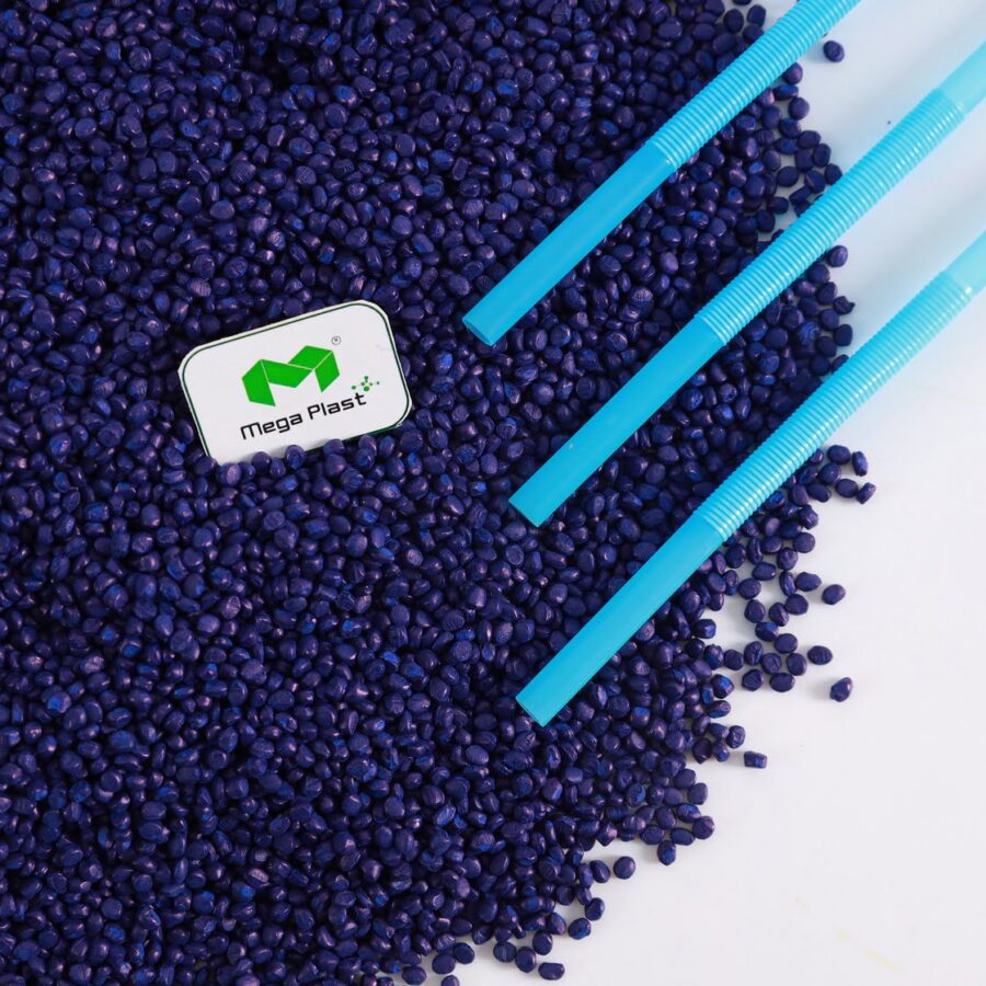 Mega Plast's blue masterbatch, ideal for achieving bold and eye-catching plastic applications